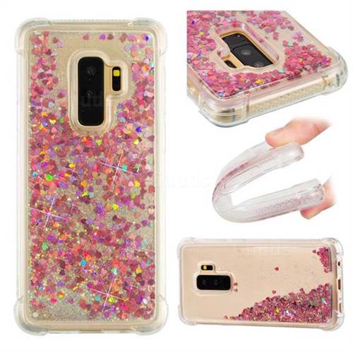Dynamic Liquid Glitter Sand Quicksand TPU Case for Samsung Galaxy S9 Plus(S9+) - Rose Gold Love Heart