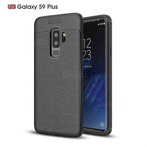 Luxury Auto Focus Litchi Texture Silicone TPU Back Cover for Samsung Galaxy S9 Plus(S9+) - Black