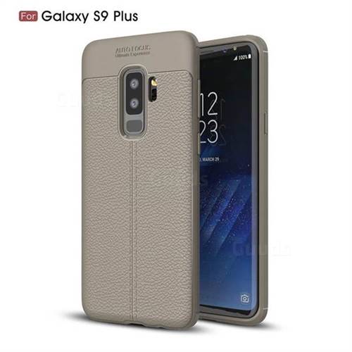 Luxury Auto Focus Litchi Texture Silicone TPU Back Cover for Samsung Galaxy S9 Plus(S9+) - Gray
