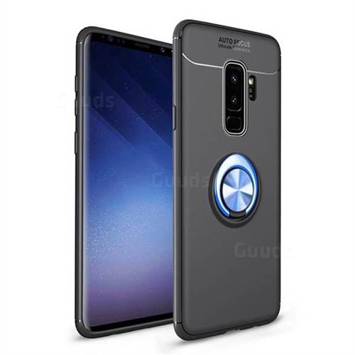 Auto Focus Invisible Ring Holder Soft Phone Case for Samsung Galaxy S9 Plus(S9+) - Black Blue
