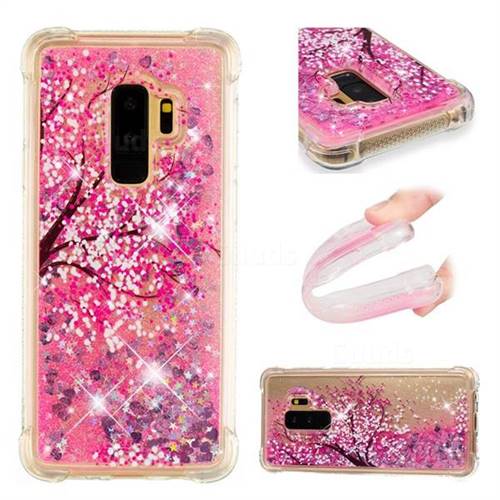 Pink Cherry Blossom Dynamic Liquid Glitter Sand Quicksand Star TPU Case for Samsung Galaxy S9 Plus(S9+)