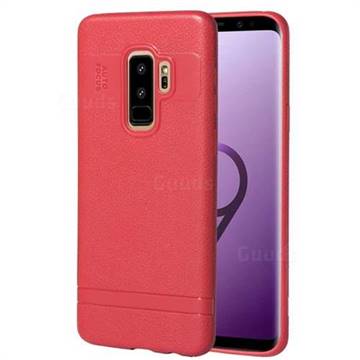 Litchi Grain Silicon Soft Phone Case for Samsung Galaxy S9 Plus(S9+) - Red