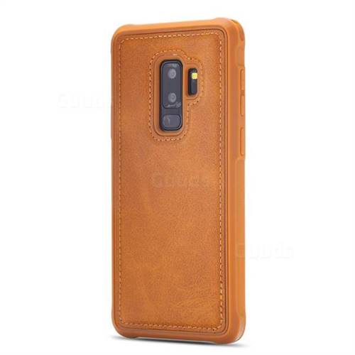 Luxury Shatter-resistant Leather Coated Phone Back Cover for Samsung Galaxy S9 Plus(S9+) - Brown