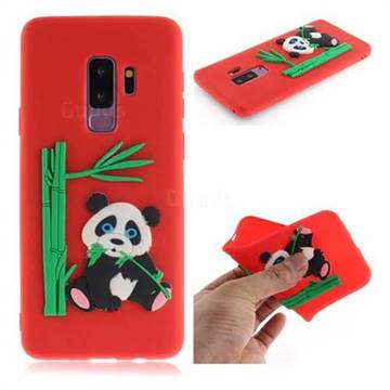Panda Eating Bamboo Soft 3D Silicone Case for Samsung Galaxy S9 Plus(S9+) - Red