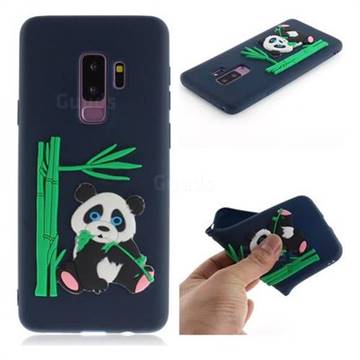 Panda Eating Bamboo Soft 3D Silicone Case for Samsung Galaxy S9 Plus(S9+) - Dark Blue