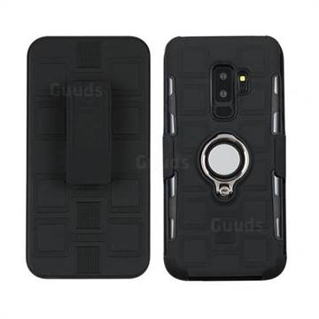 3 in 1 PC + Silicone Leather Phone Case for Samsung Galaxy S9 Plus(S9+) - Black