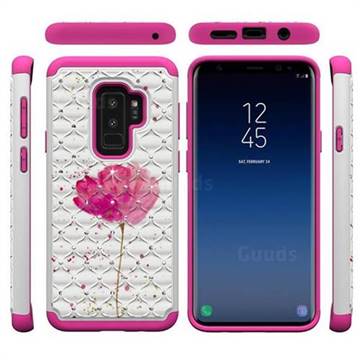 Watercolor Studded Rhinestone Bling Diamond Shock Absorbing Hybrid Defender Rugged Phone Case Cover for Samsung Galaxy S9 Plus(S9+)