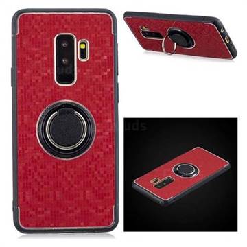 Luxury Mosaic Metal Silicone Invisible Ring Holder Soft Phone Case for Samsung Galaxy S9 Plus(S9+) - Red