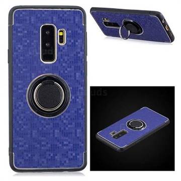 Luxury Mosaic Metal Silicone Invisible Ring Holder Soft Phone Case for Samsung Galaxy S9 Plus(S9+) - Blue