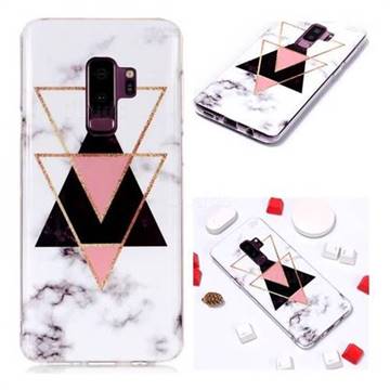 Inverted Triangle Black Soft TPU Marble Pattern Phone Case for Samsung Galaxy S9 Plus(S9+)