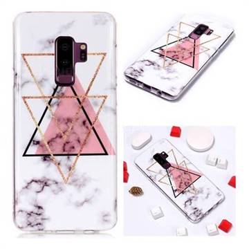 Inverted Triangle Powder Soft TPU Marble Pattern Phone Case for Samsung Galaxy S9 Plus(S9+)