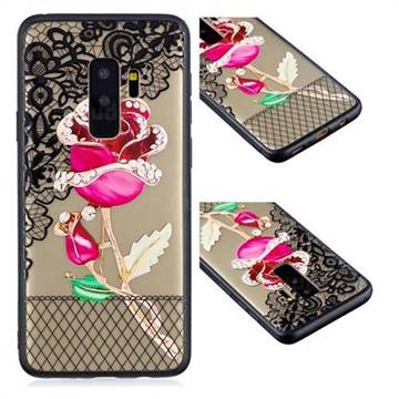 Rose Lace Diamond Flower Soft TPU Back Cover for Samsung Galaxy S9 Plus(S9+)