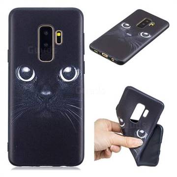 Bearded Feline 3D Embossed Relief Black TPU Cell Phone Back Cover for Samsung Galaxy S9 Plus(S9+)
