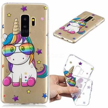 Glasses Unicorn Clear Varnish Soft Phone Back Cover for Samsung Galaxy S9 Plus(S9+)