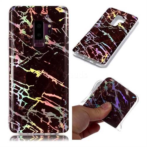Black Brown Marble Pattern Bright Color Laser Soft TPU Case for Samsung Galaxy S9 Plus(S9+)