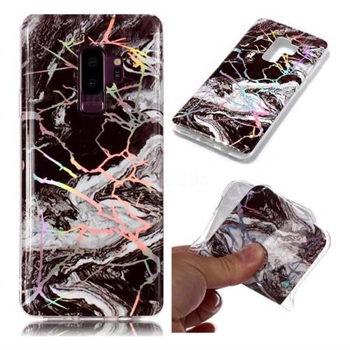 White Black Marble Pattern Bright Color Laser Soft TPU Case for Samsung Galaxy S9 Plus(S9+)