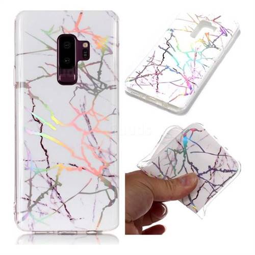 Color White Marble Pattern Bright Color Laser Soft TPU Case for Samsung Galaxy S9 Plus(S9+)