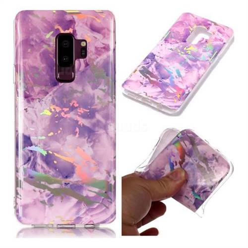 Purple Marble Pattern Bright Color Laser Soft TPU Case for Samsung Galaxy S9 Plus(S9+)