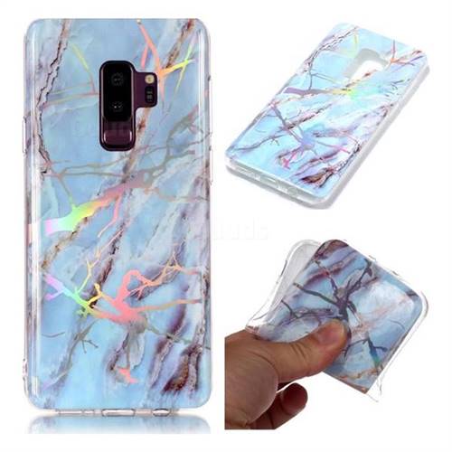 Light Blue Marble Pattern Bright Color Laser Soft TPU Case for Samsung Galaxy S9 Plus(S9+)