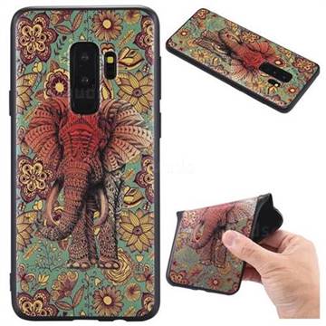 Colorfull Elephant 3D Embossed Relief Black TPU Back Cover for Samsung Galaxy S9 Plus(S9+)