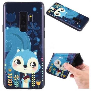 Blue Squirrels 3D Embossed Relief Black TPU Back Cover for Samsung Galaxy S9 Plus(S9+)