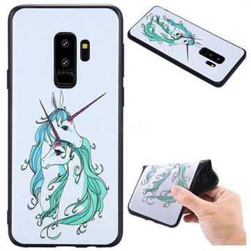 Couple Horse 3D Embossed Relief Black TPU Back Cover for Samsung Galaxy S9 Plus(S9+)