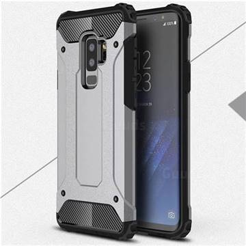 King Kong Armor Premium Shockproof Dual Layer Rugged Hard Cover for Samsung Galaxy S9 Plus(S9+) - Silver Grey