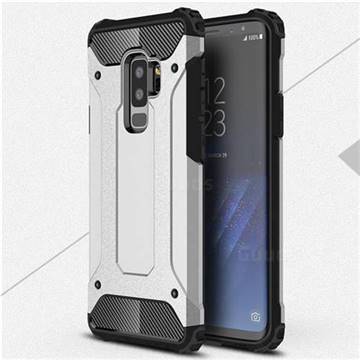 King Kong Armor Premium Shockproof Dual Layer Rugged Hard Cover for Samsung Galaxy S9 Plus(S9+) - Technology Silver