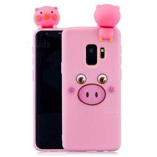 Small Pink Pig Soft 3D Climbing Doll Soft Case for Samsung Galaxy S9 Plus(S9+)