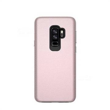 Triangle Texture Shockproof Hybrid Rugged Armor Defender Phone Case for Samsung Galaxy S9 Plus(S9+) - Rose Gold