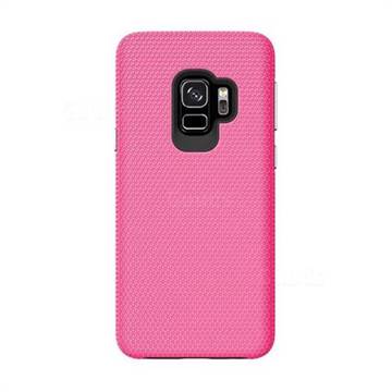 Triangle Texture Shockproof Hybrid Rugged Armor Defender Phone Case for Samsung Galaxy S9 Plus(S9+) - Rose