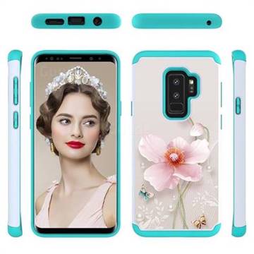 Pearl Flower Shock Absorbing Hybrid Defender Rugged Phone Case Cover for Samsung Galaxy S9 Plus(S9+)