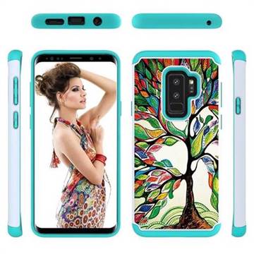 Multicolored Tree Shock Absorbing Hybrid Defender Rugged Phone Case Cover for Samsung Galaxy S9 Plus(S9+)