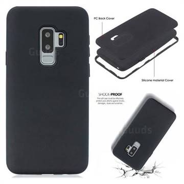 Matte PC + Silicone Shockproof Phone Back Cover Case for Samsung Galaxy S9 Plus(S9+) - Black