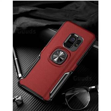 Knight Armor Anti Drop PC + Silicone Invisible Ring Holder Phone Cover for Samsung Galaxy S9 Plus(S9+) - Red