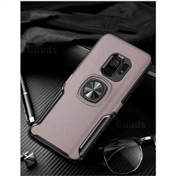 Knight Armor Anti Drop PC + Silicone Invisible Ring Holder Phone Cover for Samsung Galaxy S9 Plus(S9+) - Rose Gold