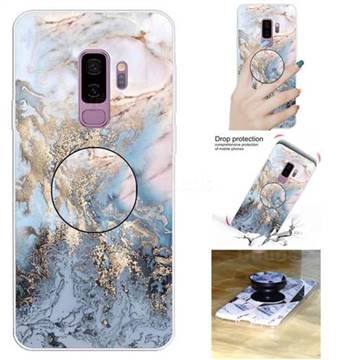 Golden Gray Marble Pop Stand Holder Varnish Phone Cover for Samsung Galaxy S9 Plus(S9+)