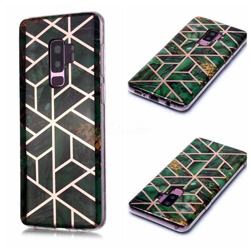 Green Rhombus Galvanized Rose Gold Marble Phone Back Cover for Samsung Galaxy S9 Plus(S9+)