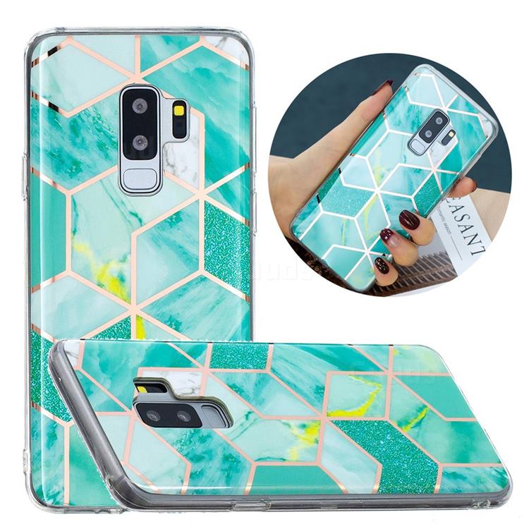 Green Glitter Painted Marble Electroplating Protective Case for Samsung Galaxy S9 Plus(S9+)