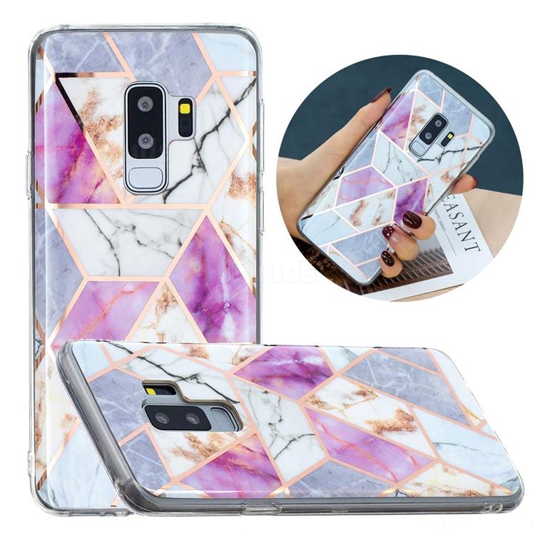 Purple and White Painted Marble Electroplating Protective Case for Samsung Galaxy S9 Plus(S9+)
