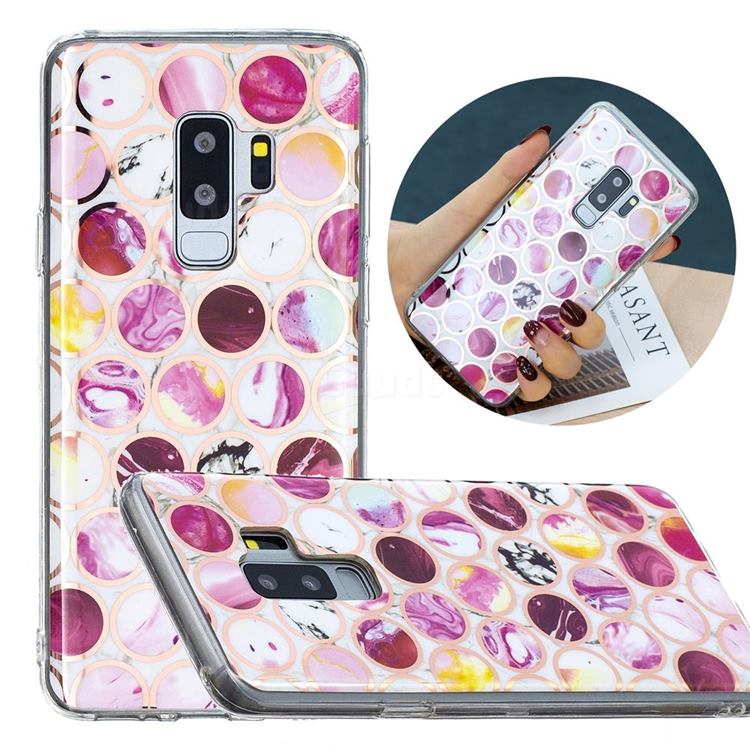 Round Puzzle Painted Marble Electroplating Protective Case for Samsung Galaxy S9 Plus(S9+)