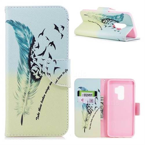 Feather Bird Leather Wallet Case for Samsung Galaxy S9 Plus(S9+)
