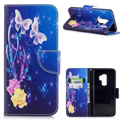 Yellow Flower Butterfly Leather Wallet Case for Samsung Galaxy S9 Plus(S9+)