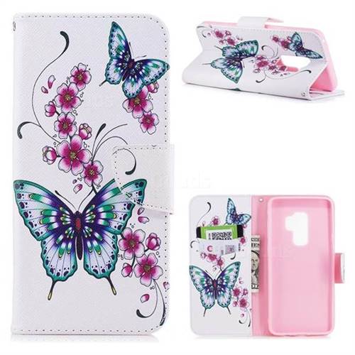 Peach Butterfly Leather Wallet Case for Samsung Galaxy S9 Plus(S9+)