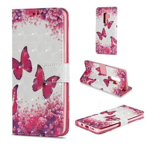 Rose Butterfly 3D Painted Leather Wallet Case for Samsung Galaxy S9 Plus(S9+)