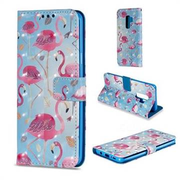 Foraging Flamingo 3D Painted Leather Wallet Case for Samsung Galaxy S9 Plus(S9+)