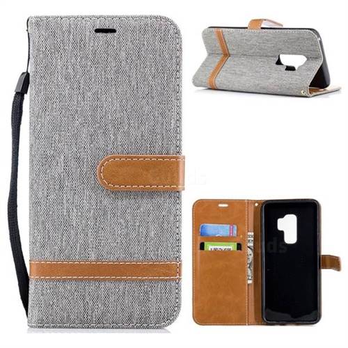 Jeans Cowboy Denim Leather Wallet Case for Samsung Galaxy S9 Plus(S9+) - Gray