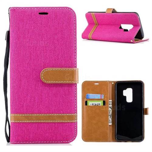Jeans Cowboy Denim Leather Wallet Case for Samsung Galaxy S9 Plus(S9+) - Rose