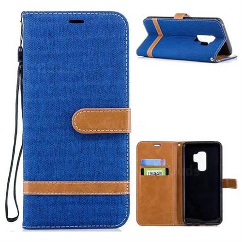 Jeans Cowboy Denim Leather Wallet Case for Samsung Galaxy S9 Plus(S9+) - Sapphire