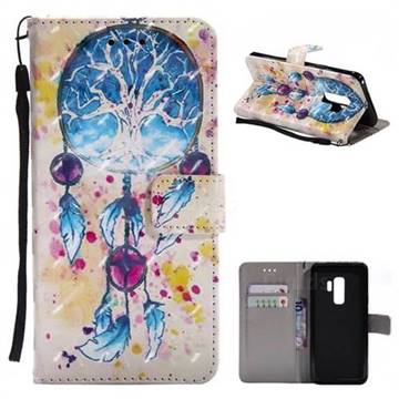 Blue Dream Catcher 3D Painted Leather Wallet Case for Samsung Galaxy S9 Plus(S9+)